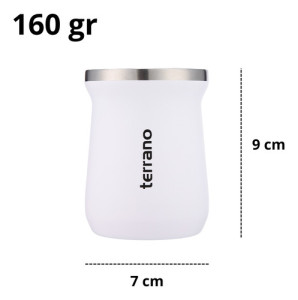 Mate Terrano Chico 160ml Acero Inox Camionero + Bombilla Blanco