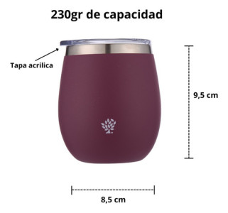 Termo Terrano 1lt Base Silicona Anticaida + Mate + Bombilla Uva