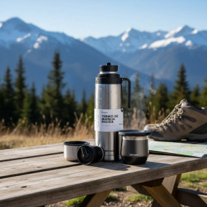Termo 1lt Terrano Premium Mate Acero Inox + Bombilla Regalo Inox Y Mate Flap