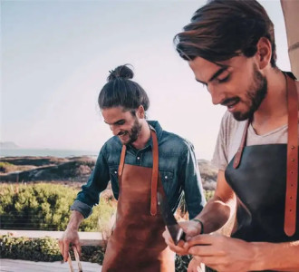 Delantal Ajustable Símil Cuero Parrilla Chef Cocina