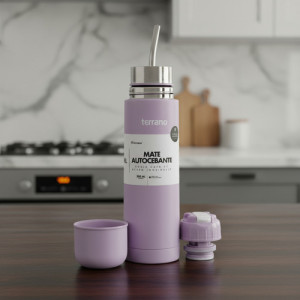 Mate Autocebante - Termo Acero Inox 500 Ml Terrano Lila Autocebante