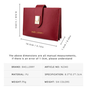 Monedero Broche Porta Tarjetas Dama Fino Elegante Compacto Liso Bordó