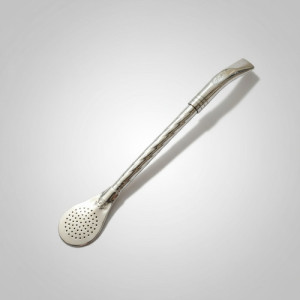 Bombillon Alpaca Cincelada Curva Pico Loro + Limpia Bombilla