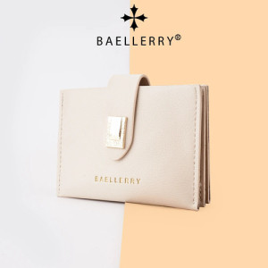 Monedero Broche Porta Tarjetas Dama Fino Elegante Compacto Liso Beige