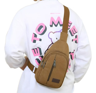 Riñonera Bandolera Cruzada Unisex Morral Con Correa Urbana Marrón