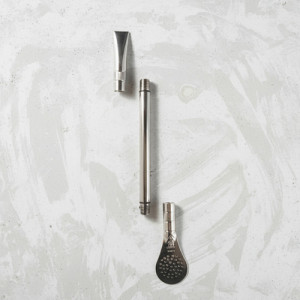 Bombilla Alpaca Desmontable 3 Partes 19cm + Limpia Bombilla Acero