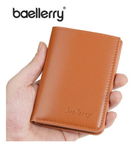 Tarjetero Baellerry Elegante Moderno Porta Tarjetas Compacto Liso Marrón Claro