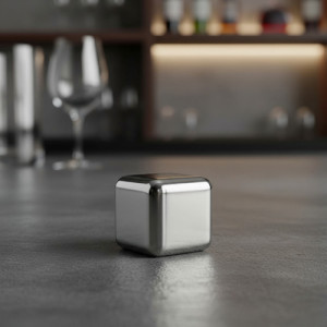 Cubos De Hielo Acero Inox. Cuadrados Con Pinza En Caja Cubo Acero