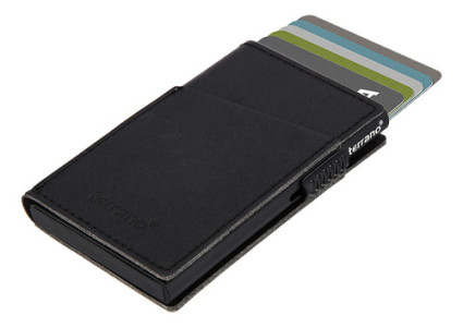 Tarjetero Billetera Rfid Anti Clonación Antirrobo Terrano Negro Liso