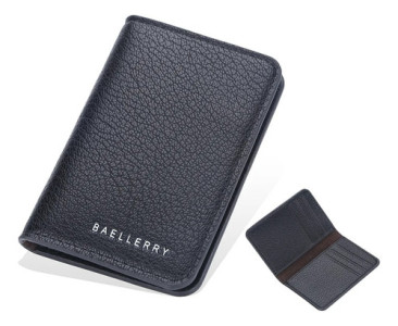 Tarjetero Porta Tarjetas Símil Cuero Compacto Baellerry Negro Liso