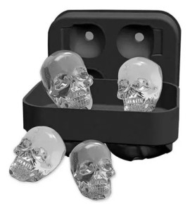 Hielera De Calavera X4 Cubitos Hielo Silicona Molde 3d Rayas