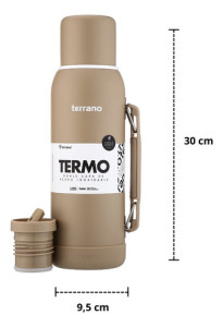 Termo 1lt Terrano Premium Base Silicona Antigolpes Arena