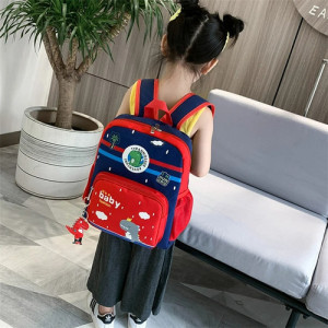 Mochila Infantil Escolar Dinosaurio Niño Jardin Llavero Dino Rojo Dinosaurio