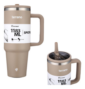 Vaso Termico Inox Terrano Spotiecup 1183 Ml Con Pico Arena Tritan