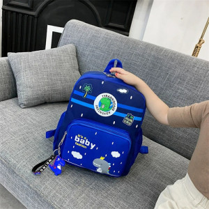 Mochila Infantil Escolar Dinosaurio Niño Jardin Llavero Dino Azul Dinosaurio