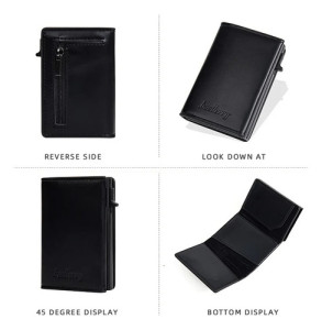 Billetera Tarjetero Baellerry Antirrobo Rfid Compacto Cierre Liso Negro