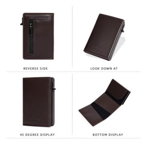 Billetera Tarjetero Baellerry Antirrobo Rfid Compacto Cierre Liso Coffee