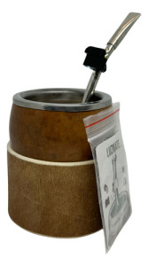 Mate Calabaza Bombilla 17cm Alpaca Posa Mate + Luz Bombilla Recta Aplique