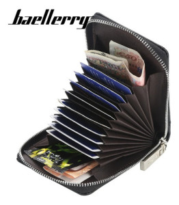 Billetera Porta Tarjetas Cierre Compacto Tarjetero Moderno Azul Texturado