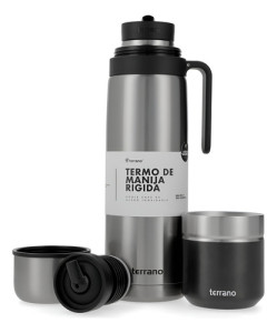 Termo 1lt Terrano Premium Mate Acero Inox + Bombilla Regalo Inox Y Mate Folkie
