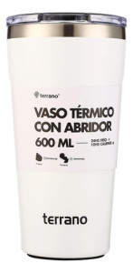 Vaso Térmico Terrano Con Tapa 600ml Color Blanco