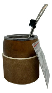 Mate Calabaza Bombilla 17cm Alpaca Posa Mate + Luz Bombilla Recta Cincelada