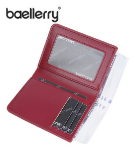 Tarjetero Baellerry Elegante Moderno Porta Tarjetas Compacto Rojo Liso