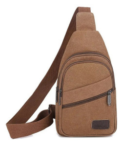 Bandolera Riñonera Cruzada Urbana Casual Lona Resistente Lona Marrón