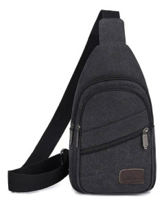 Bandolera Riñonera Cruzada Urbana Casual Lona Resistente Lona Negro