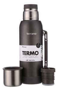 Termo 1lt Terrano Premium Base Silicona Antigolpes Gris