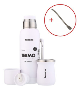 Kit Termo 1l Terrano C/base Silicona Mate Camionero Bombilla Blanco