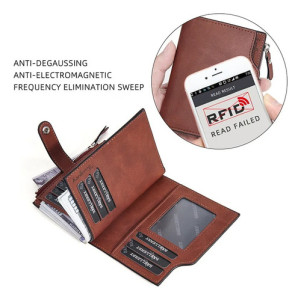 Billetera Tarjetero Rfid Broche Baellerry Porta Tarjetas Liso Marrón