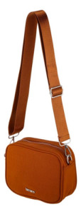 Bandolera Dama Terrano Chica C/correa Ajustable Tela Cuoio Ladrillo Níquel Cuoio