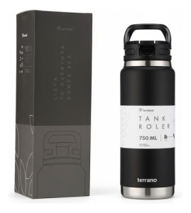 Botella Termica Pico Tank Roler 750ml Terrano Asa Rígida Negro