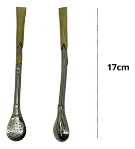 Mate Calabaza Bombilla 17cm Alpaca Posa Mate + Luz Bombilla Recta Pico Rey Bronce