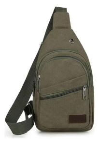 Bandolera Riñonera Cruzada Urbana Casual Lona Resistente Lona Verde Musgo