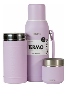 Mate Termo Terrano Base Silicona Yerbera Kit Matero Kit Lila Termo Base Silicona-folkie