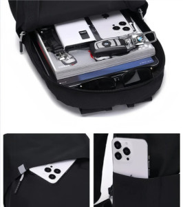 Mochila Porta Laptop Lona Urbana Clasica Simple Ajustable Negro