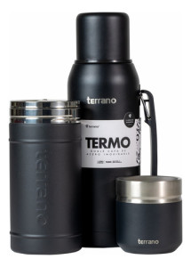 Mate Termo Terrano Base Silicona Yerbera Kit Matero Kit Negro Termo Base Silicona-folkie