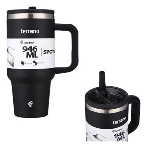 Terrano Spotie Cup Vaso Termico 946 Ml Con Pico Acero Inox Negro Lisa