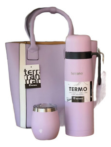 Kit Matero Completo Con Termo, Mate, Bombilla Matera Terrano Lila