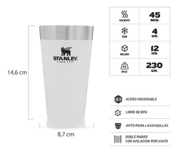 Vaso Para Cerveza Stanley Beer Pint 470ml Promoción Verano Color Polar