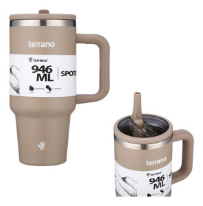 Terrano Spotie Cup Vaso Termico 946 Ml Con Pico Acero Inox Arena Lisa