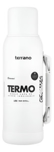 Termo 1lt Terrano Premium Base Silicona Antigolpes - Blanco