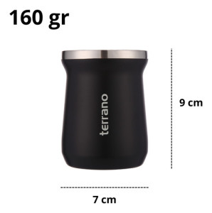 Mate Terrano Chico 160ml Acero Inox Camionero + Bombilla Negro