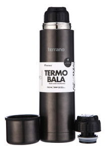 Termo 750ml Terrano Acero Inox Pico Cebador + Tapon Repuesto Negro Metalizado