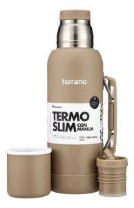Termo Terrano Slim 750 Con Asa Base Silicona Antiabollones Arena