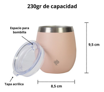 Termo Terrano 1lt Base Silicona Anticaida + Mate + Bombilla Rosa