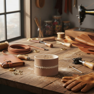 Posa Mate Cuero Crudo Cocido Ajustable Trenzado Al Medio