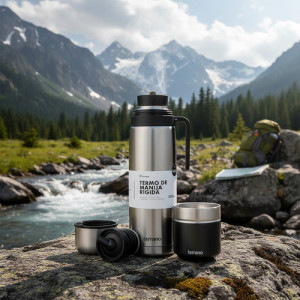 Termo 1lt Terrano Premium Mate Acero Inox + Bombilla Regalo Inox Y Mate Folkie